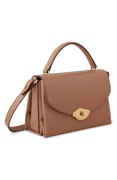 Mulberry Lana High Gloss Leather Top Handle Bag In Sable