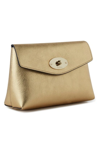 Shop Mulberry Darley Leather Cosmetics Pouch In Soft Gold Foil