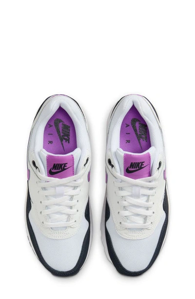 Shop Nike Kids' Air Max 1 Sneaker In White/ Fuchsia/ Dark Obsidian