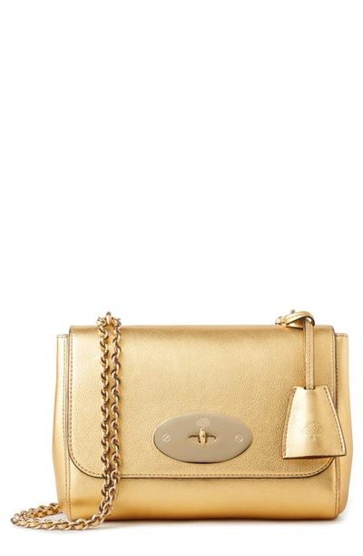 Shop Mulberry Lily Heavy Grain Leather Convertible Shoulder Bag In Soft Gold Leaf