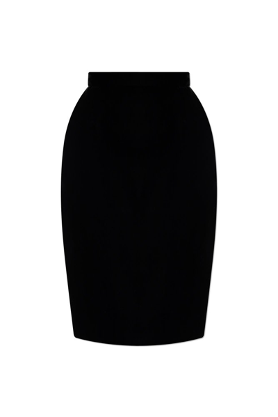 Shop Saint Laurent Velvet Mini Pencil Skirt In Black