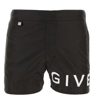 Shop Givenchy Logo Printed Swim Shorts In Black