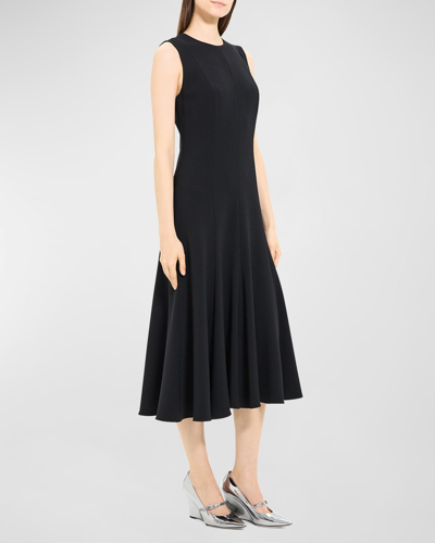Shop Theory Seamed Admiral Crepe Sleeveless Midi Dress In Rice