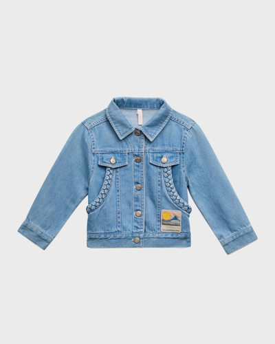 Shop Zimmermann Girl's August Denim Jacket In Blueberry