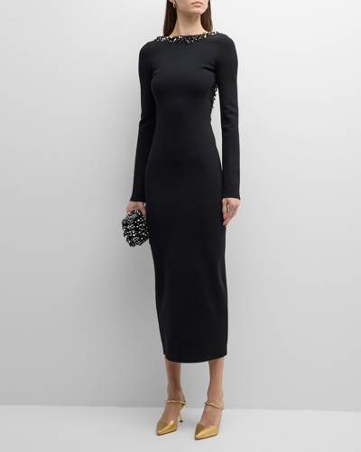 Shop Cult Gaia Eleanora Crystal-trim Open-back Midi Dress In Black
