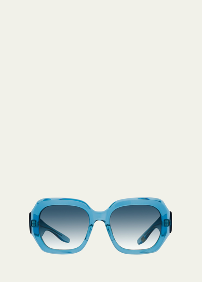 Shop Barton Perreira Jagger Blue Acetate Round Sunglasses