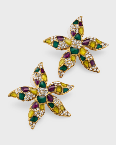 Shop Oscar De La Renta Small Vintage Starfish Earrings In Multi