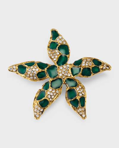 Shop Oscar De La Renta Vintage Starfish Brooch In Emerald