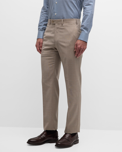 Shop Brioni Men's Wool-cashmere Trousers In Taupe