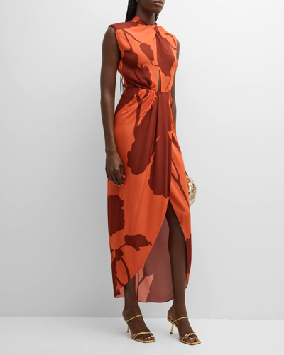 Shop Johanna Ortiz Red Inspiring Vistas Crossover Sleeveless Maxi Dress In Shades Redish Sal
