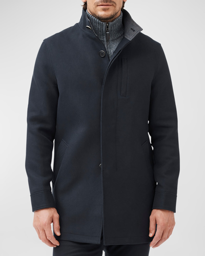Shop Rodd & Gunn Men's Murrays Bay Single-breasted Overcoat In Oxford Blue