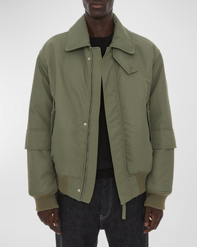 Shop Helmut Lang Men's Nylon Flight Jacket In Oakmoss