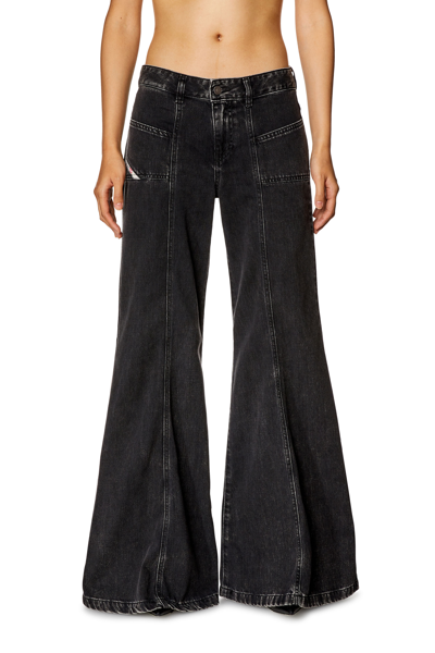 Diesel D-akii 068hn Flared Bootcut Jeans In Black