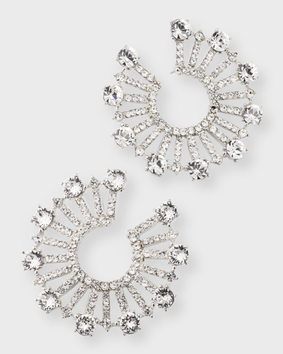 Shop Oscar De La Renta Larger Sunburst Earrings In Crystal