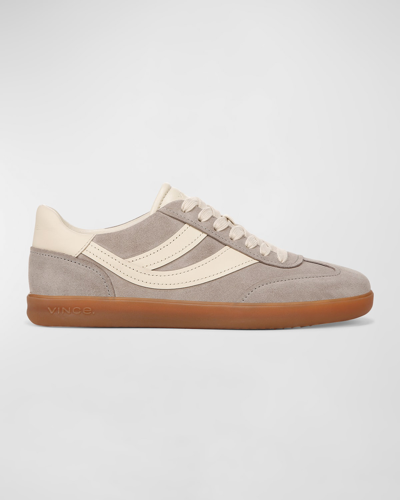 Shop Vince Oasis Mixed Leather Retro Sneakers In Hazelnut Grey Sue