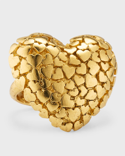 Shop Oscar De La Renta Heart Cluster Statement Ring In Gold