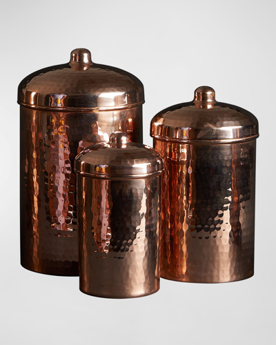 Sertodo Copper Hammered Copper Small Canisters, Set Of 3 In Copper