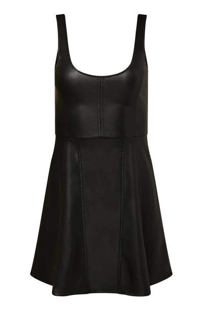 Shop Weworewhat Faux Leather Corset Minidress In Black