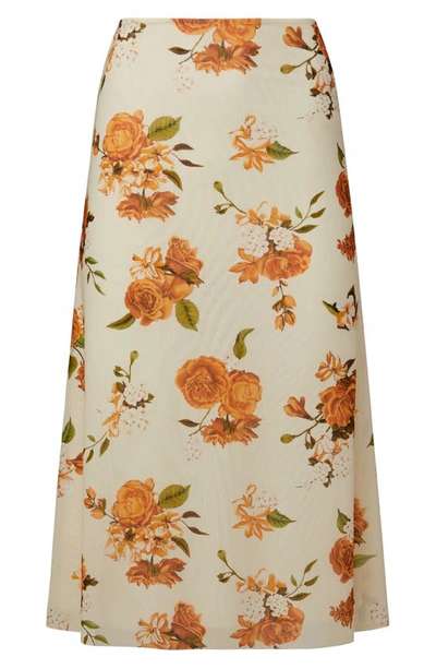 Shop Weworewhat Floral Print Midi Skirt In Ivory Multi