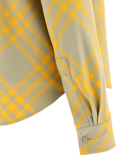 Shop Burberry Check Shirt In Yellow
