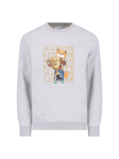 Shop Maison Kitsuné Printed Sweatshirt In Gray