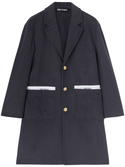 Shop Palm Angels Tailored Coat In Blue