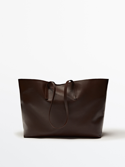 Massimo Dutti Nappa Leather Tote Bag Massimo Dutti Nappa Leather