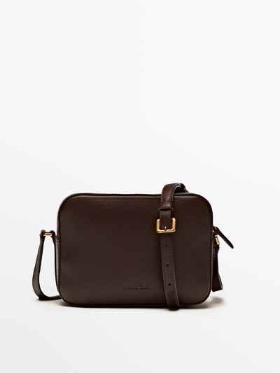 Shop Massimo Dutti Nappa Leather Camera Bag In Brown