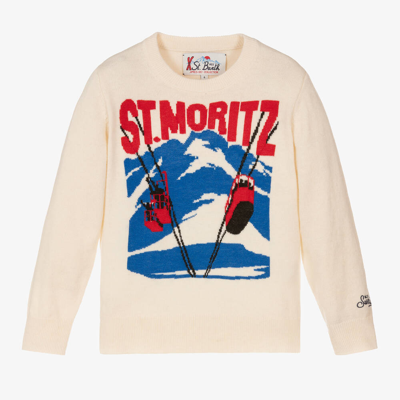 Shop Mc2 Saint Barth Boys Ivory Wool Sweater