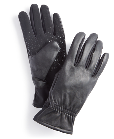 Shop Ur Gloves Men's Gathered-wrist Lined Leather Gloves In Black