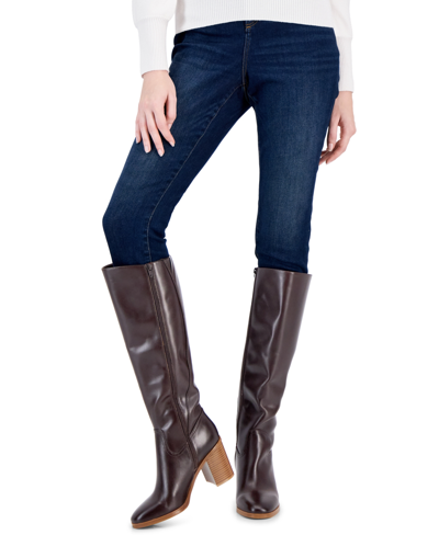 Shop Giani Bernini Women's Odettee Memory Foam Block Heel Knee High Riding Boots, Created For Macy's In Black Leather