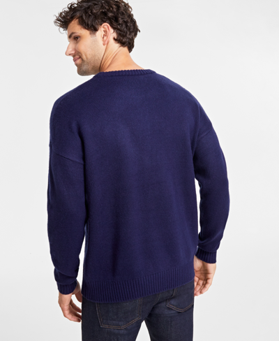 Shop Charter Club Holiday Lane Men's Snowflake Crewneck Sweater, Created For Macy's In Intrepid Blue Combo