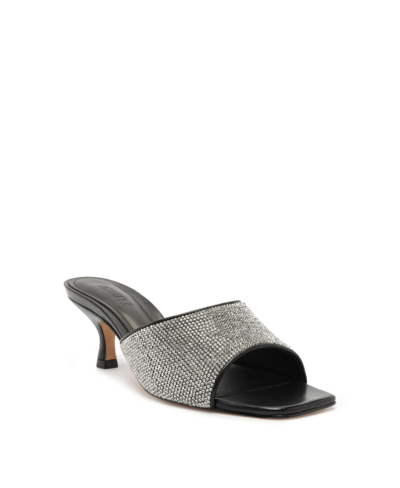 Shop Schutz Women's Dethalia Glam Mid Stiletto Slide Sandals In Black