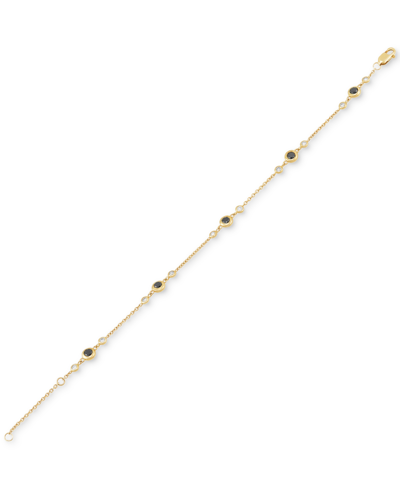 Shop Macy's Black & White Diamond Link Bracelet (1 Ct. T.w.) In 10k Gold In K Yellow Gold