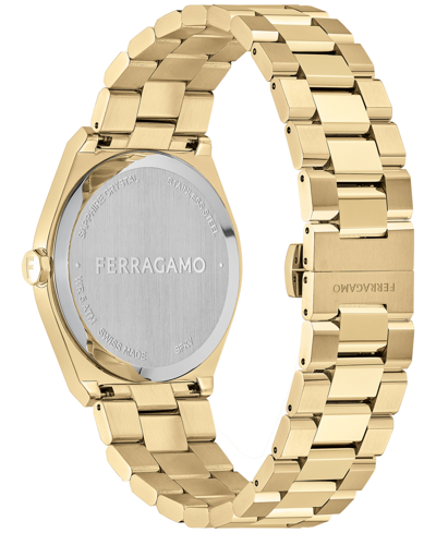 Shop Ferragamo Salvatore  Men's Swiss Vega Upper East Gold Ion Plated Stainless Steel Bracelet Watch 40mm In Ip Yellow Gold