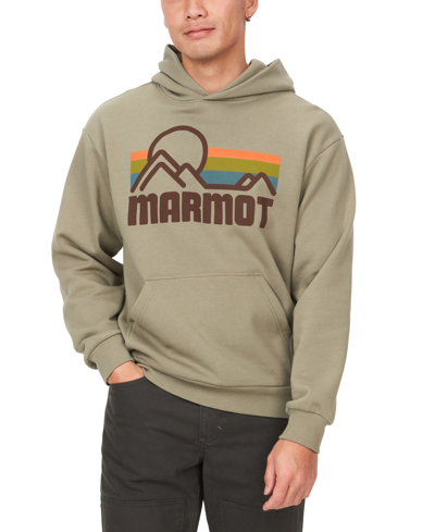 Shop Marmot Men's Coastal Logo-print Fleece Hoodie In Vetiver