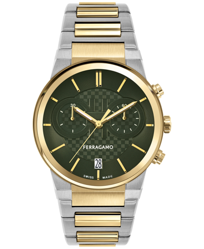 Shop Ferragamo Salvatore  Men's Swiss Chronograph Two-tone Stainless Steel Bracelet Watch 41mm In Two Tone