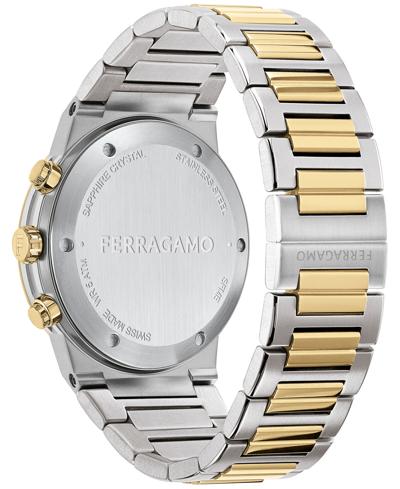 Shop Ferragamo Salvatore  Men's Swiss Chronograph Two-tone Stainless Steel Bracelet Watch 41mm In Two Tone