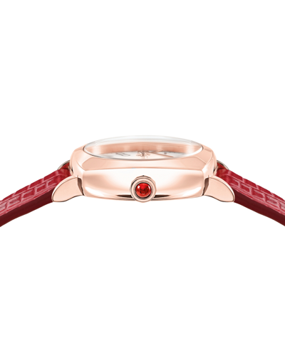 Shop Ferragamo Salvatore  Women's Swiss Red Leather Strap Watch 23mm In Ip Rose Gold