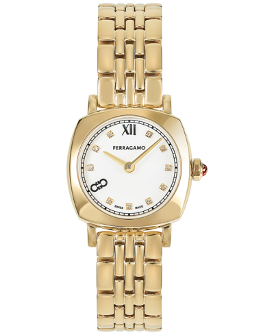 Shop Ferragamo Salvatore  Women's Swiss Gold-tone Stainless Steel Bracelet Watch 23mm In Ip Yellow Gold