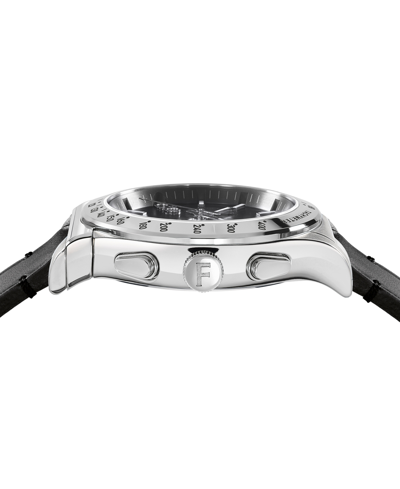 Shop Ferragamo Salvatore  Men's 1927 Swiss Chronograph Black Leather Strap Watch 42mm In Stainless Steel