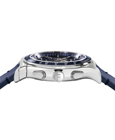 Shop Ferragamo Salvatore  Men's 1927 Swiss Chronograph Blue Leather Strap Watch 42mm In Stainless Steel