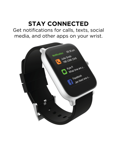 Shop 24/7 Evo Unisex Black Silicone Strap Smartwatch 37.5mm In Black,silver