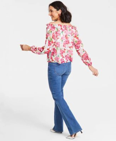 Shop Inc International Concepts Womens Off The Shoulder Blouse Bootcut Denim Jeans Created For Macys In Medium Indigo