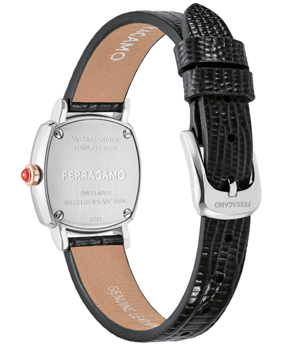 Shop Ferragamo Salvatore  Women's Swiss Black Leather Strap Watch 23mm In Stainless Steel