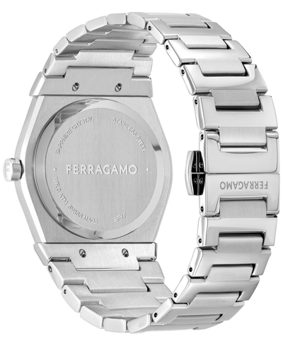 Shop Ferragamo Salvatore  Men's Vega Holiday Capsule Swiss Diamond (0.06 Ct. T.w.) Silver-tone Stainless S In Stainless Steel
