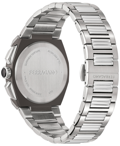 Shop Ferragamo Salvatore  Men's Edge Swiss Chronograph Silver-tone Stainless Steel Bracelet Watch 43mm