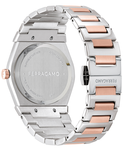 Shop Ferragamo Salvatore  Men's Vega Holiday Capsule Swiss Diamond (0.06 Ct. T.w.) Two-tone Stainless Stee In Two Tone