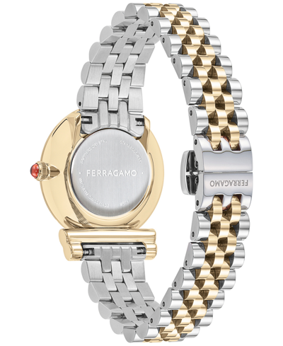 Shop Ferragamo Salvatore  Women's Gancini Swiss Two-tone Stainless Steel Bracelet Watch 28mm In Two Tone