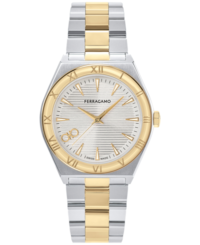 Shop Ferragamo Salvatore  Men's Swiss Vega Upper East Two-tone Stainless Steel Bracelet Watch 40mm In Two Tone